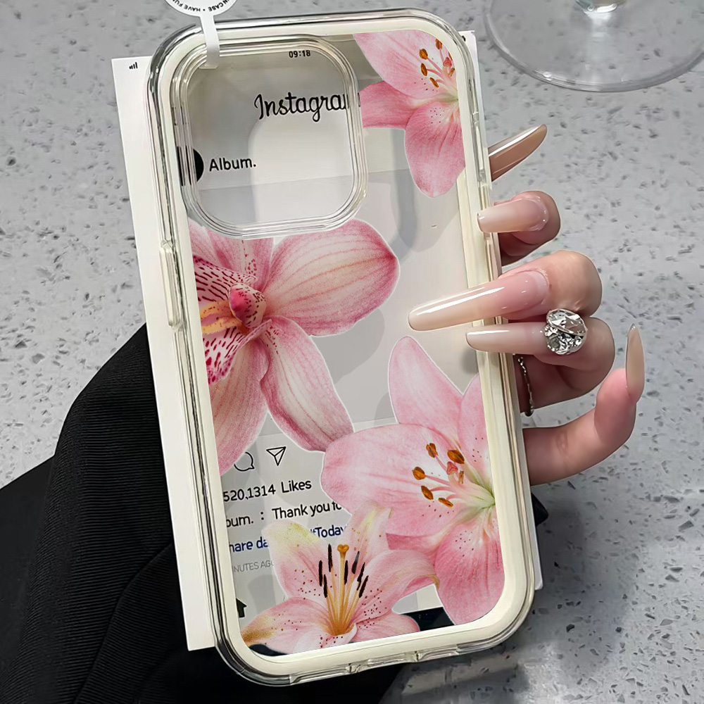 Pink Lily Flower Clear Phone C - Clear Shockproof Bumper Case recension och pris