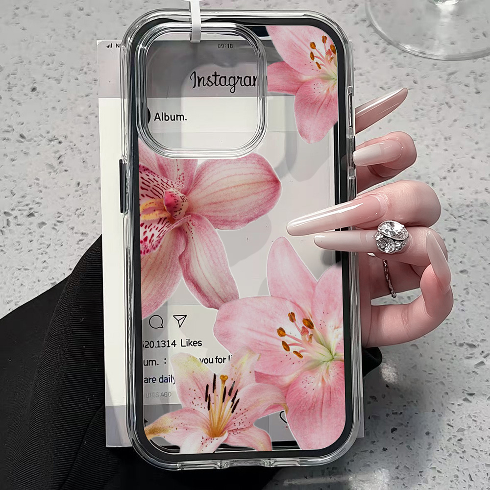 Pink Lily Flower Clear Phone C - Clear Shockproof Bumper Case recension och pris