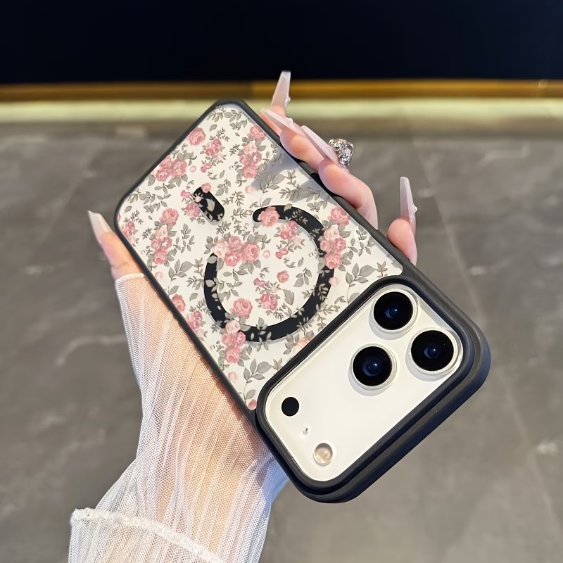 Pink Tiny Rose Clear Magnetic  - Clear Shockproof Bumper Case recension och pris
